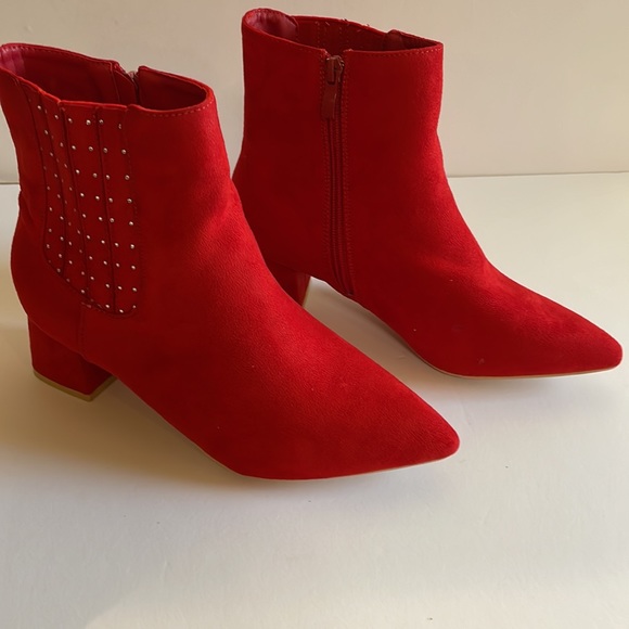 Viviany Heel The World Women's Ankle Boots Block Heel 2" Booties Rhinestones New - Picture 14 of 17